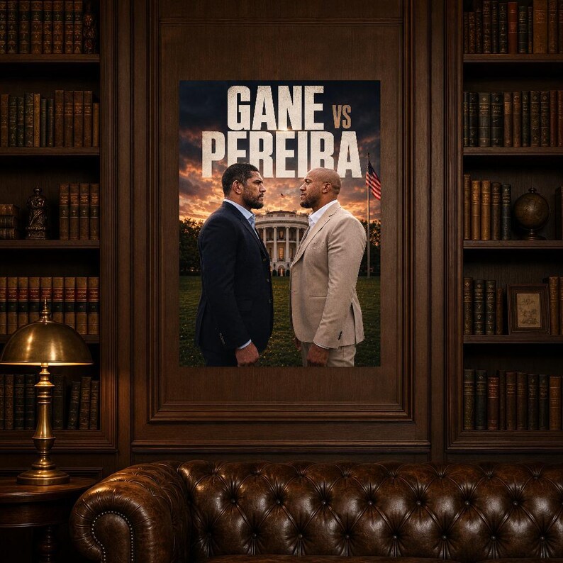 Póster Gane vs Pereira | Noche de pelea en la Casa Blanca de UFC 2026 | Impresión de arte de pared cara a cara de MMA ? Decoración de lucha imagen 5