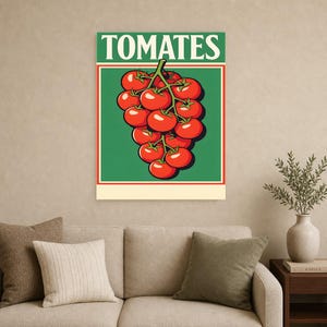 Impresión de arte de pared de cocina de tomate ? Póster retro de comida de bistró | Impresión de cocina italiana maximalista ? Decoración De imagen 12