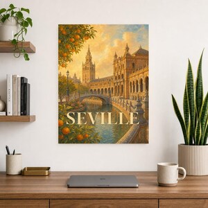 Sevilla-Reiseposter | Wandbild mit sanfter Malerei aus Spanien | Kunstdruck mit Stadtnamen | Gedruckt & Versand Bild 8