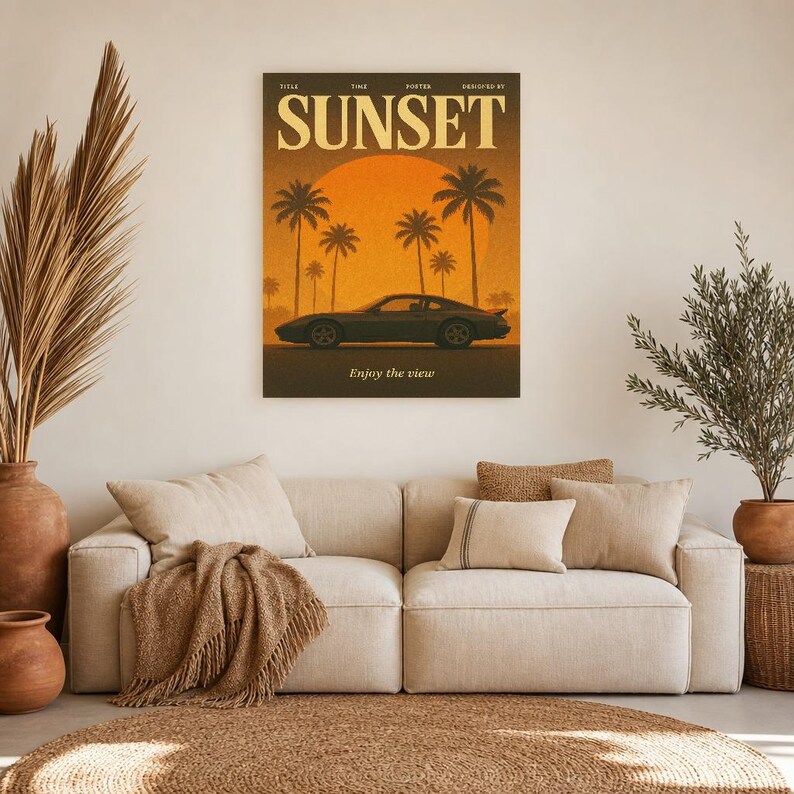 Sunset Retro Poster | Vintage 70s Wall Art Print | Aesthetic Magazine Print | Mid Century Retro Decor Gift image 11