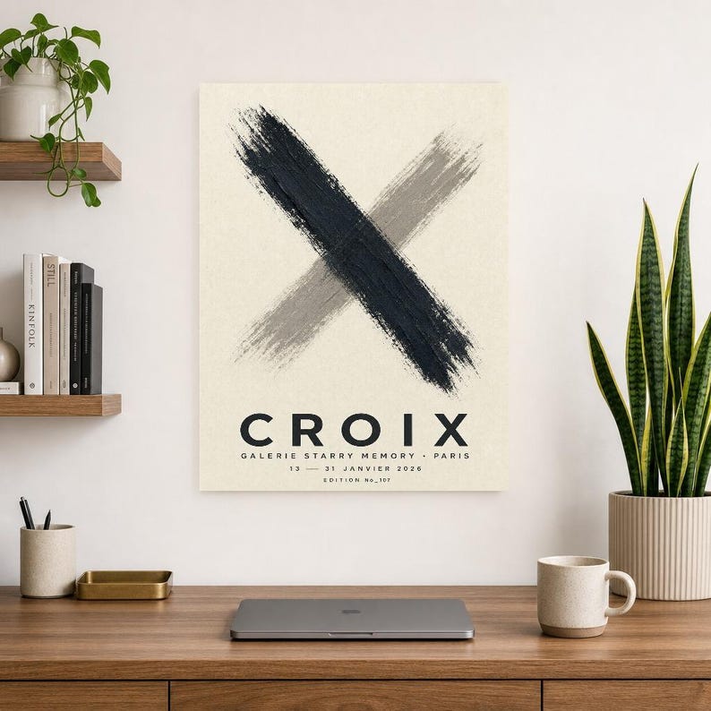 Cross | Abstract Wall Art | Modern Gallery Poster | Minimalist Print | Printed & Shipped image 10