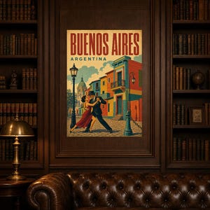 Buenos Aires Travel Poster | Vintage Caminito Print | Argentina Wall Art | Printed & Shipped image 5