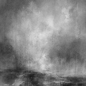 Dark Green Abstract Wall Art Print | Large Statement Color Field Print | Forest Impasto Textured Poster | Moody Wabi-Sabi Office Decor image 10
