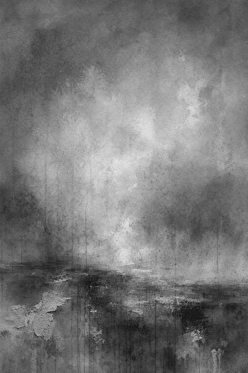 Dark Green Abstract Wall Art Print | Large Statement Color Field Print | Forest Impasto Textured Poster | Moody Wabi-Sabi Office Decor image 10