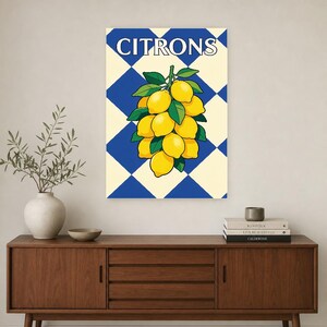 Lemon Kitchen Wall Art Print | Retro Bistro Citrus Poster | French Maximalist Kitchen Print | Dining Room Decor image 3