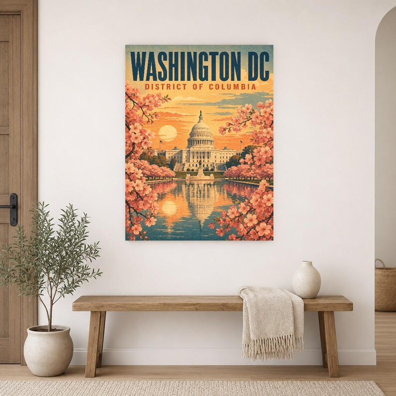 Washington DC Travel Poster | Vintage 1950s Capitol Print | Retro USA Wall Art Print | Mid Century City Decor image 14