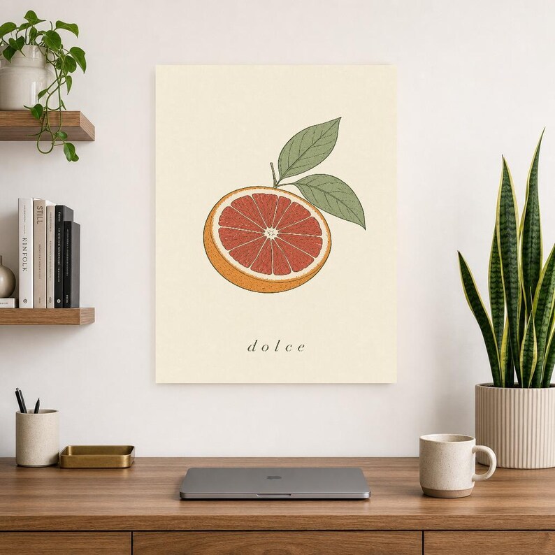 Blutorange Botanischer Wand kunstdruck | Minimalistischer Line Art Küchendruck | Italienisches Dolce-Zitrus-Poster | Mediterranes Dekor Bild 8
