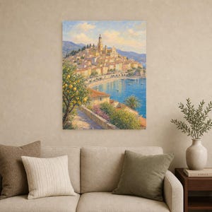 Menton Travel Poster | French Soft Painting Riviera Wall Art | Cote d'Azur Coastal Print | Printed & Shipped image 9