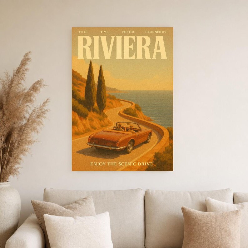 Riviera Retro Poster | Vintage 70s Wall Art Print | Aesthetic Magazine Print | Mid Century Retro Decor Gift image 5