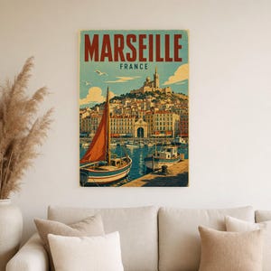 Marseille-Reiseposter | Vintage-Druck des Alten Hafens | Wandbild aus Frankreich | Gedruckt & Versand Bild 4