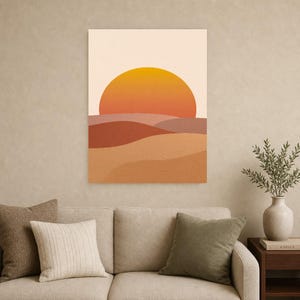 Terracotta XXL Sunrise Wall Art | Oversized Boho Arch Poster | Warm Minimalist Above Bed Print image 8