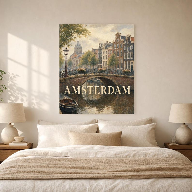 Amsterdam-Reiseposter | Wandbild mit sanfter Malerei (Niederlande) | Stadtmotiv | Gedruckt & Versand Bild 6
