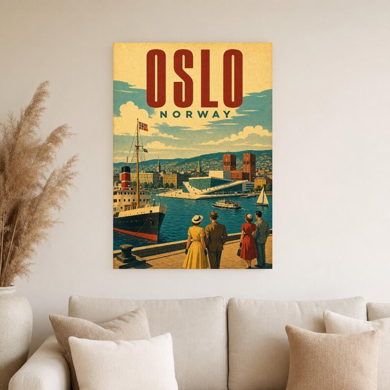Oslo Travel Poster | Vintage Fjord Print | Norway Wall Art | Printed & Shipped image 4