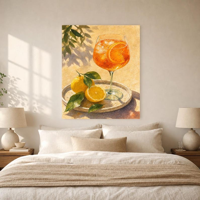 Orange Spritz Lemon Wall Art | Bright Aperitivo Food Still Life Poster | Kitchen Wall Art Print | Bar Cart Decor image 6