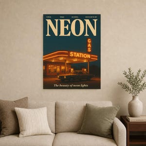 Póster retro de neón | Impresión de arte de pared vintage de los años 70 | Impresión de revista estética ? Regalo de decoración retro de med imagen 15