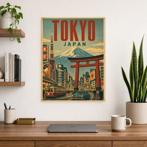 Tokio-Reiseposter | Vintage-Druck des Berges Fuji | Japanische Wandkunst | Gedruckt & Versand Bild 8