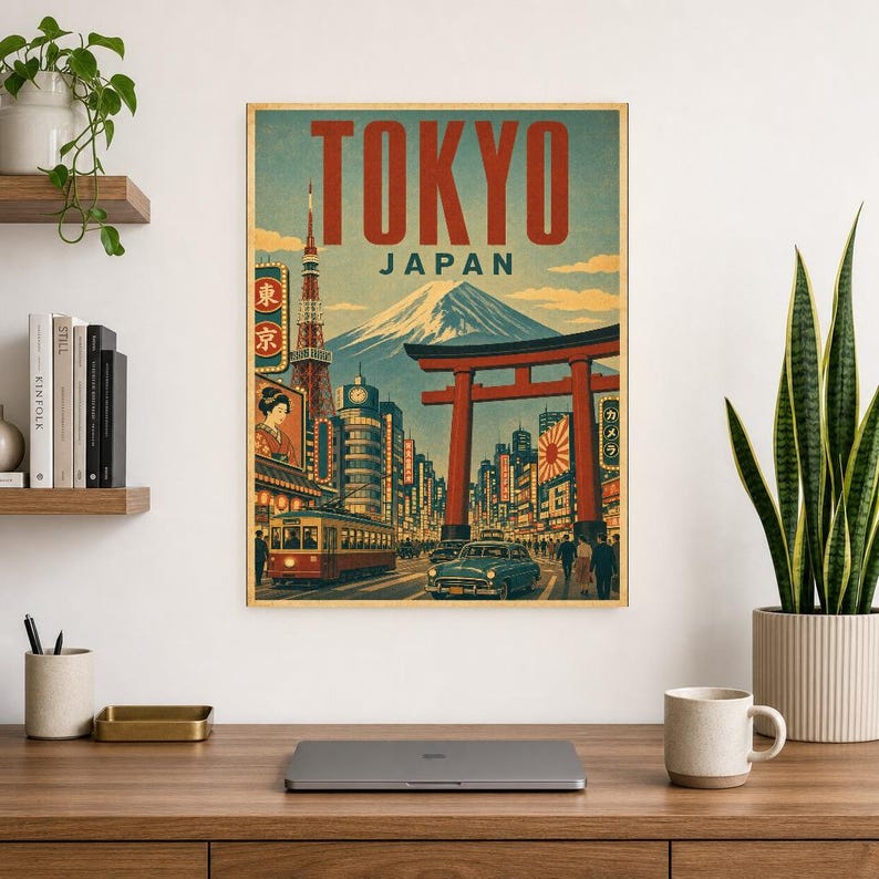 Tokio-Reiseposter | Vintage-Druck des Berges Fuji | Japanische Wandkunst | Gedruckt & Versand Bild 8