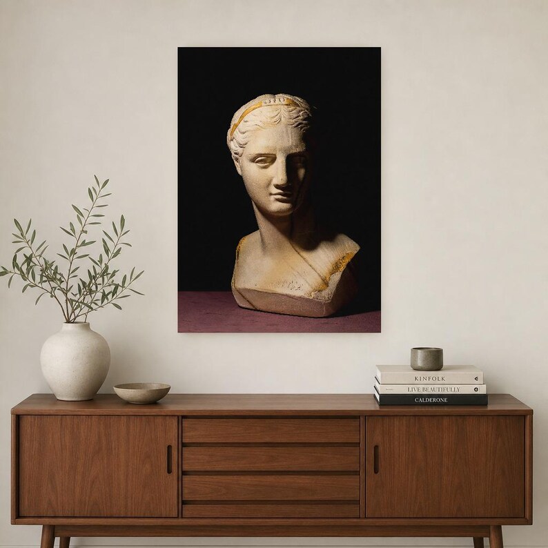 Classical Statue Wall Art | Renaissance Bust Poster | Moody Dark Academia Sculpture Print image 2