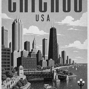 Chicago Travel Poster | Vintage Skyline Print | USA Wall Art | Printed & Shipped image 10