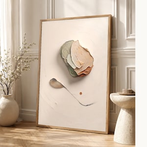 Wandbild im Wabi-Sabi-Stil | Organisches, abstraktes Poster mit Struktur | Warmer, minimalistischer Kunstdruck fürs Wohnzimmer Bild 1