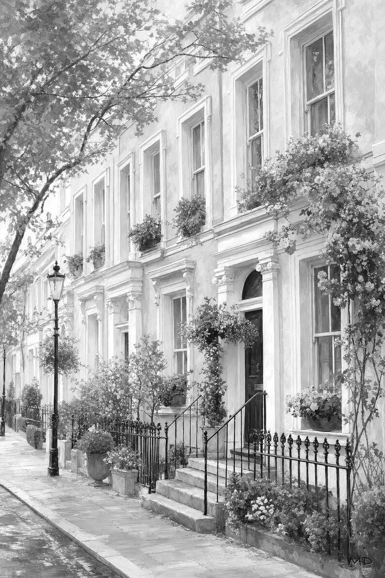 Notting Hill London Poster | Wandbild mit sanften Farben | Pastellfarbene Häuser | Gedruckt & Versand Bild 10