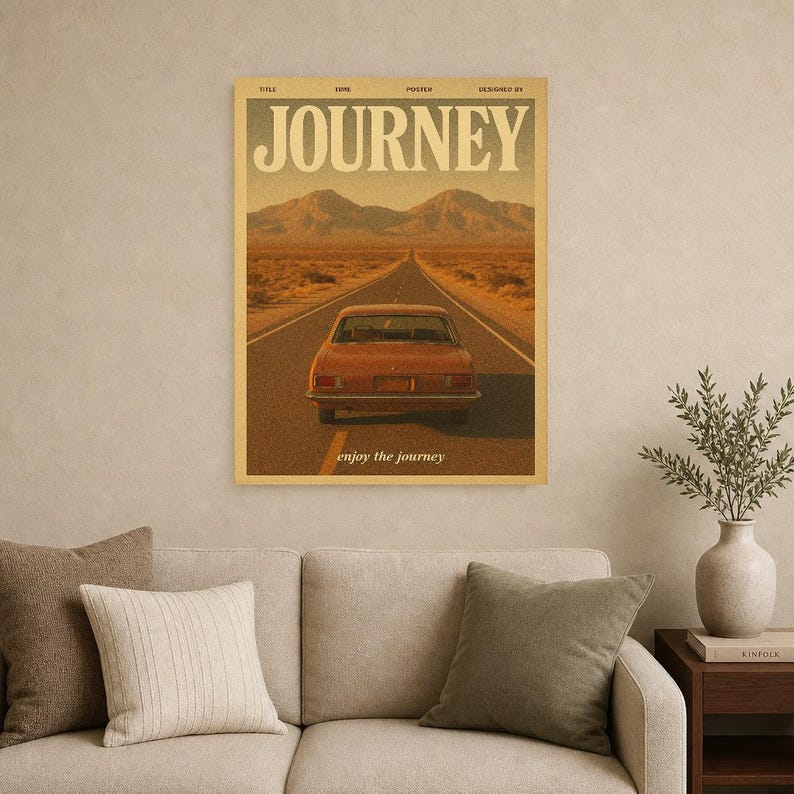 Cartel retro del viaje | Impresión de arte de pared vintage de los años 70 | Impresión de revista estética ? Regalo de decoración retro de m imagen 15