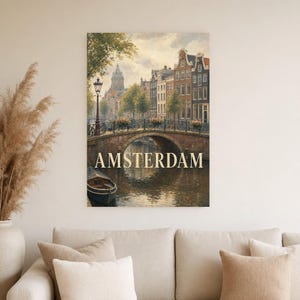 Amsterdam-Reiseposter | Wandbild mit sanfter Malerei (Niederlande) | Stadtmotiv | Gedruckt & Versand Bild 4