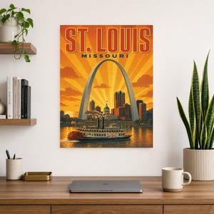 St. Louis Travel Poster | Vintage 1950s Gateway Arch Print | Missouri Wall Art Print | Mid Century City Decor image 7