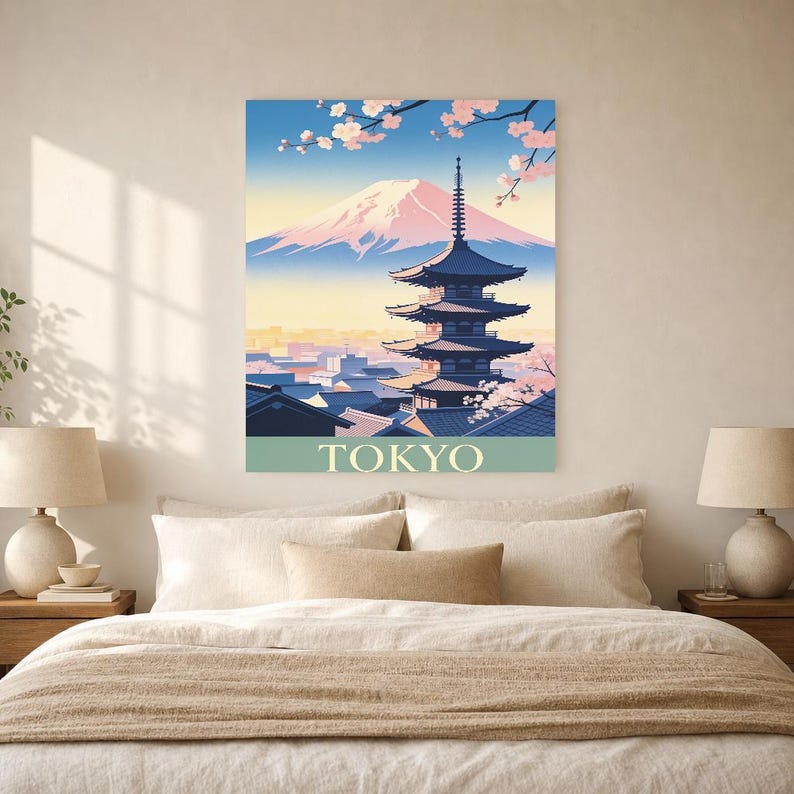 Tokyo Vintage Travel Poster | Retro Japan City Art Print | Housewarming Gift Wall Decor image 9