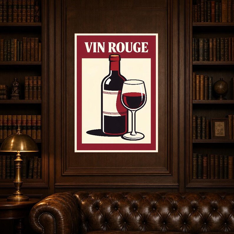 Red Wine Kitchen Wall Art Print | Retro Bistro Bar Poster | French Maximalist Bar Cart Print | Dining Room Decor image 7