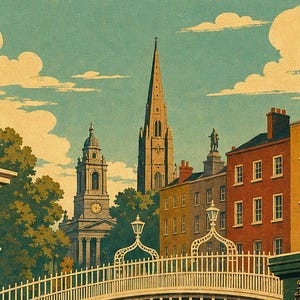 Dublin Travel Poster | Vintage Dublin Print | Ireland Wall Art | Printed & Shipped image 3
