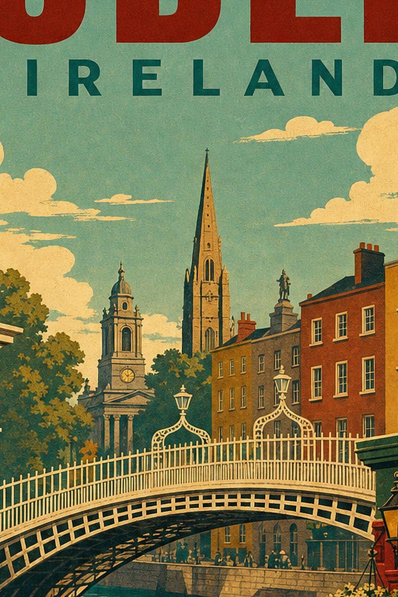 Dublin Travel Poster | Vintage Dublin Print | Ireland Wall Art | Printed & Shipped image 3