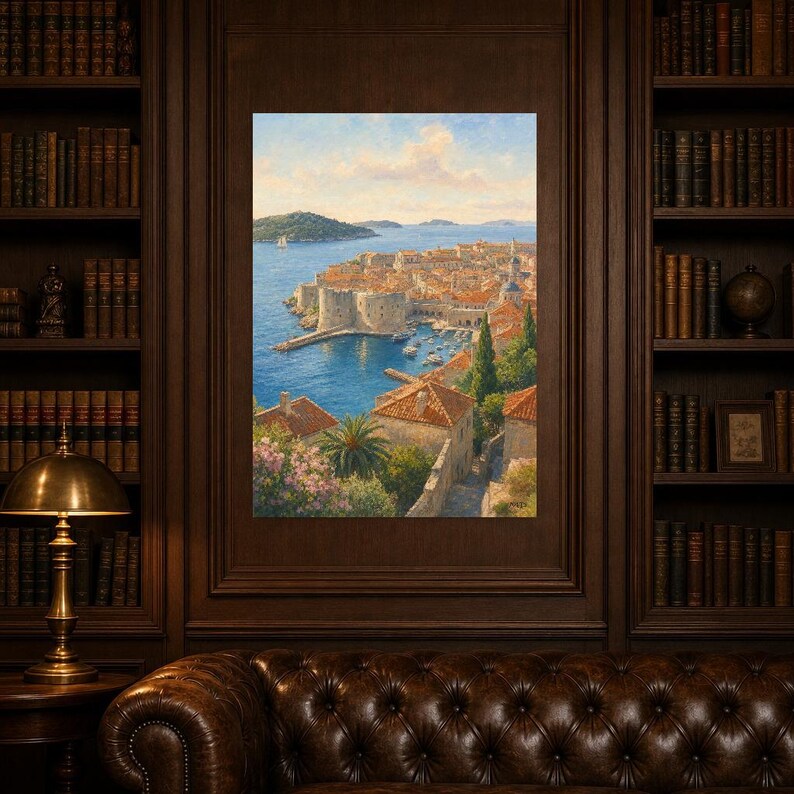 Dubrovnik Travel Poster | Soft Painting Croatia Wall Art | Adriatic Old Town Coastal Print | Printed & Shipped image 5