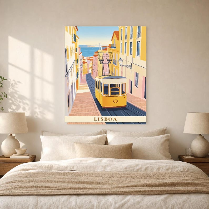 Lisbon Vintage Travel Poster | Retro Portugal City Art Print | Housewarming Gift Wall Decor image 6