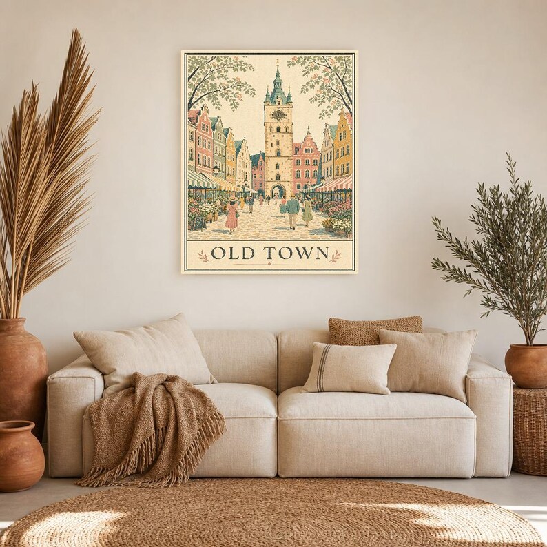 Cream Vintage Travel Wall Art Set | European City Poster | Gallery Wall Print image 7