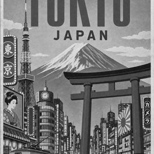 Tokio-Reiseposter | Vintage-Druck des Berges Fuji | Japanische Wandkunst | Gedruckt & Versand Bild 10