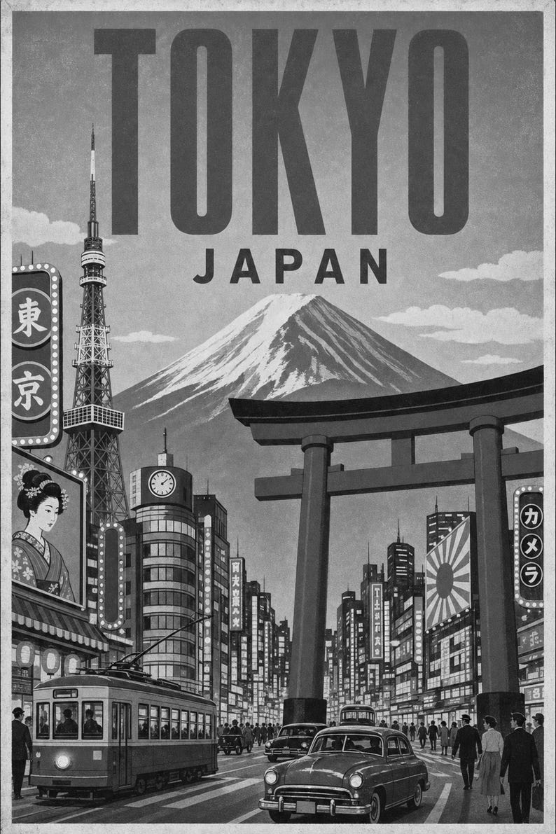 Tokio-Reiseposter | Vintage-Druck des Berges Fuji | Japanische Wandkunst | Gedruckt & Versand Bild 10