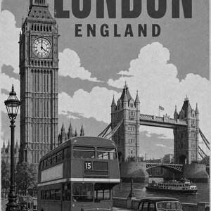 London Travel Poster | Vintage Big Ben Print | England Wall Art | Printed & Shipped image 10
