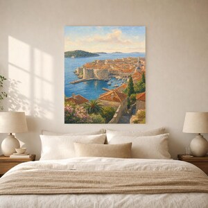 Dubrovnik Travel Poster | Soft Painting Croatia Wall Art | Adriatic Old Town Coastal Print | Printed & Shipped image 6