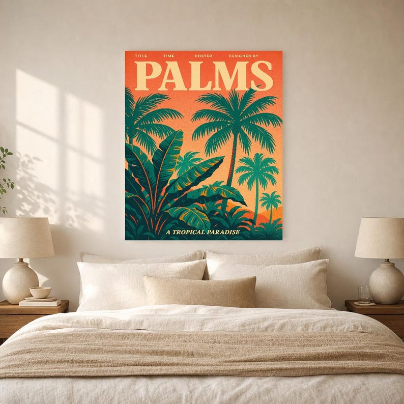 Palms Retro Poster | Vintage 70s Wall Art Print | Aesthetic Magazine Print | Mid Century Retro Decor Gift image 6