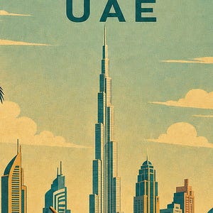ドバイ旅行ポスター｜ヴィンテージ風スカイラインプリント｜UAEウォールアート｜印刷・発送 画像 3