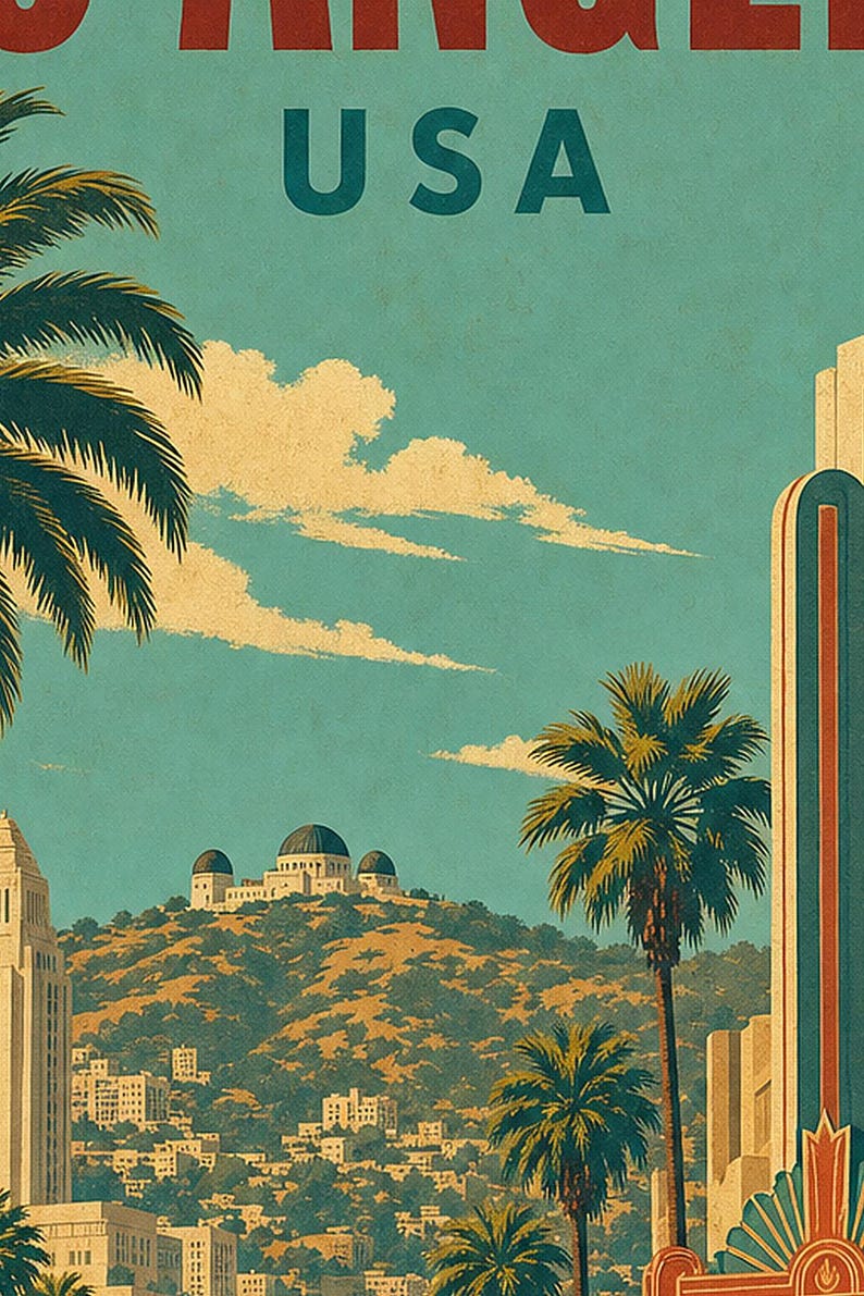 Los Angeles Travel Poster | Vintage Palms Print | USA Wall Art | Printed & Shipped image 3