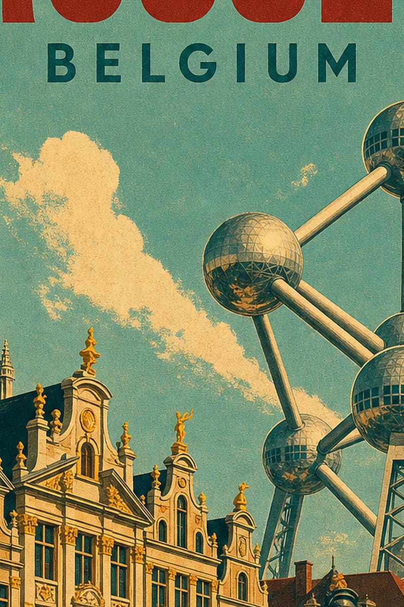 Brussels Travel Poster | Vintage Grand Place Print | Belgium Wall Art | Printed & Shipped image 3
