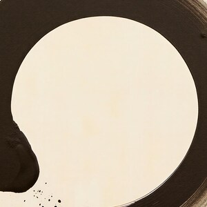Charcoal Enso Zen Wall Art | Minimalist Ink Brush Circle Poster | Black Cream Meditation Print image 3