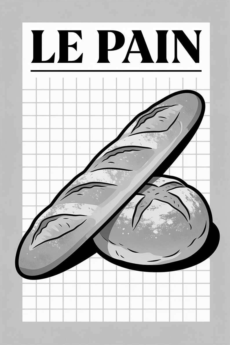 Brotküche Wand kunstdruck | Retro-Bistro-Bäckerei-Poster | Maximalistischer französischer Boulangerie-Druck | Esszimmer-Dekor Bild 17