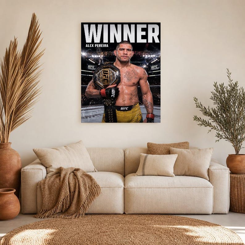 Alex Pereira Champion Poster | UFC Heavyweight Belt MMA Wall Art Print | Fight Night Decor image 7