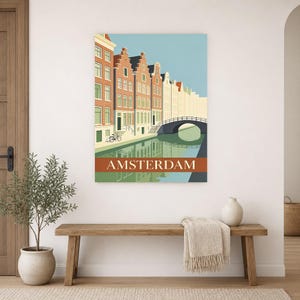 Amsterdam Vintage Travel Poster | Retro Netherlands City Art Print | Housewarming Gift Wall Decor image 16