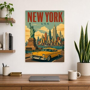 New York Travel Poster | Vintage Skyline Print | USA Wall Art | Printed & Shipped image 8