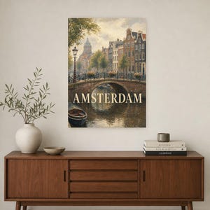 Amsterdam-Reiseposter | Wandbild mit sanfter Malerei (Niederlande) | Stadtmotiv | Gedruckt & Versand Bild 2