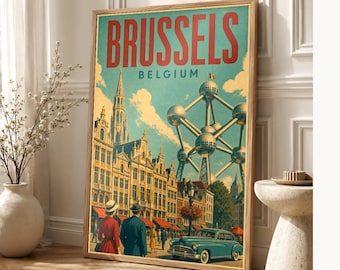 Brussels Travel Poster | Vintage Grand Place Print | Belgium Wall Art | Printed & Shipped